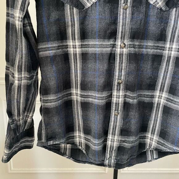 American Eagle Snap Front Plaid Western Style Shirt M - Picture 4 of 8